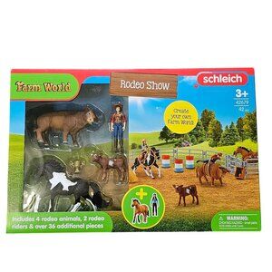 Schleich Rodeo Show 42-Piece Rodeo Toy Playset Cowboy Toys Cowgirl New 42679